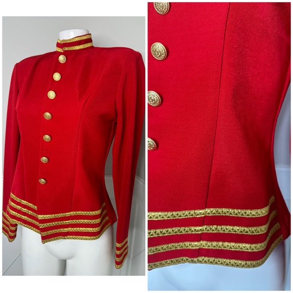 S&S COLLECTION RED GOLD MILITARY STYLE JACKET- PRELOVED-SMALL - Picture 3 of 8